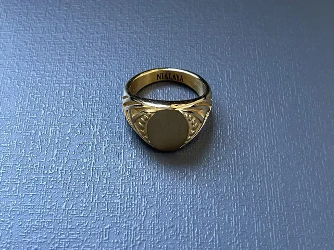 Anel Nialaya Jewelry decorative engraved signet ring