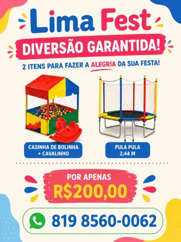PROMOÇÃO ILIMITADA! Pula Pula + piscina de bolinhas