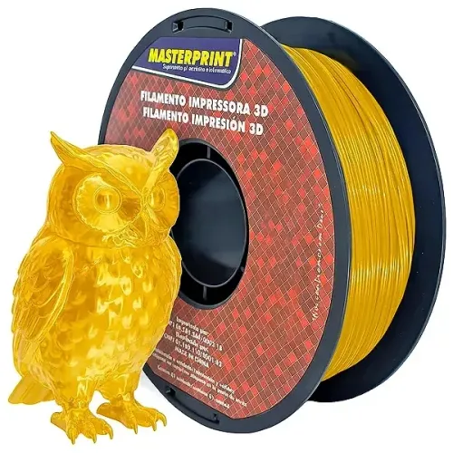 Filamento 3D PETG 1kg 1.75mm Cor Amarelo Translúcido Textura Macia - Masterprint