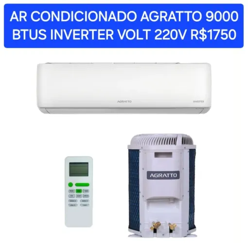AR CONDICIONADO AGRATTO INVERTER 9000BTUS VOLT 220V