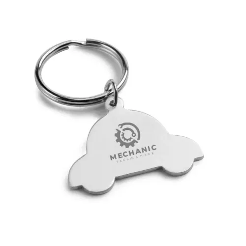 CHAVEIRO GRAVAÇÃO A LASER ALUMÍNIO MODELO CARRO CROMADO SATINADO - 1X0 - 10unid - GIFT2155