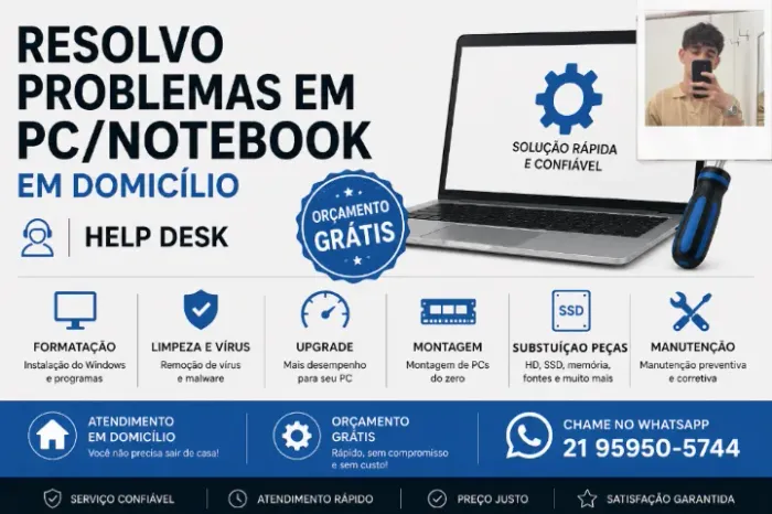 Resolvo problemas em PC/notebook em domicílio ? | Help Desk