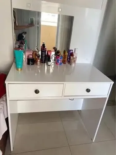 ? Penteadeira com Espelho e 2 Gavetas - Branca ?