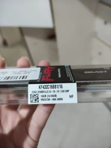 Memória RAM Kingston Fury Beast, 16GB, 3200MHz, DDR4, CL16, Preto - KF432C16BB1/16