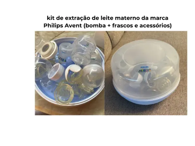 kit de extração de leite materno da marca Philips Avent (bomba + frascos e acessórios)