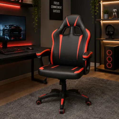 Cadeira Gamer preta e vermelha - PRONTA ENTREGA
