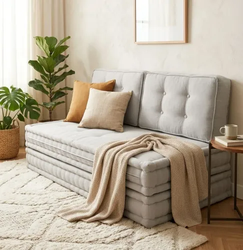 Conjunto Futon Company Original - 4 Peças (Cama/Sofá) - Cinza