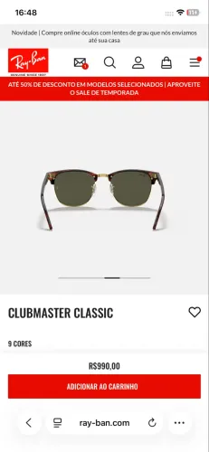 Vendo Ray Ban novo