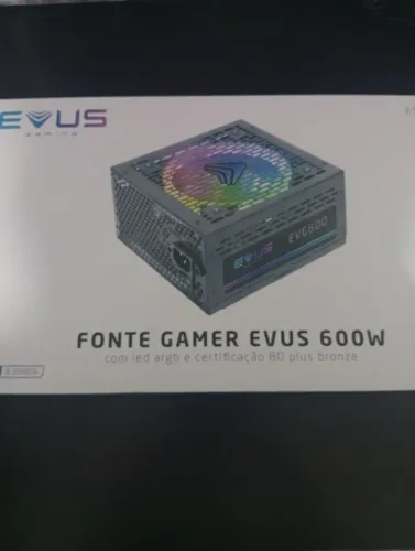 Fonte Gamer Evus 600w ARGB 80 Plus Bronze