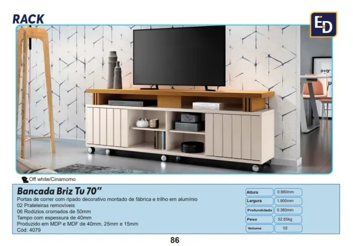 Bancada Briz TV 70? 1.80cm