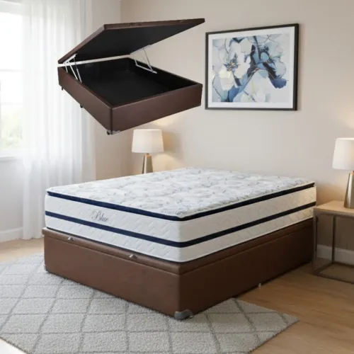 Colchão Casal Molas Ensacadas Com Base Bau OFERTA tt43