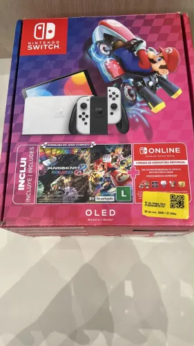Nintendo Switch OLED 64GB Branco Completo na Caixa