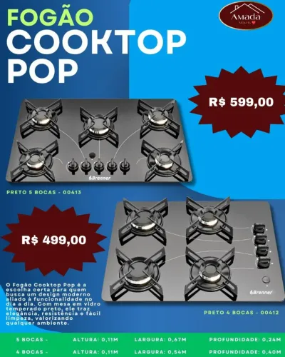 Fogão Cooktop pop - à pronta entrega