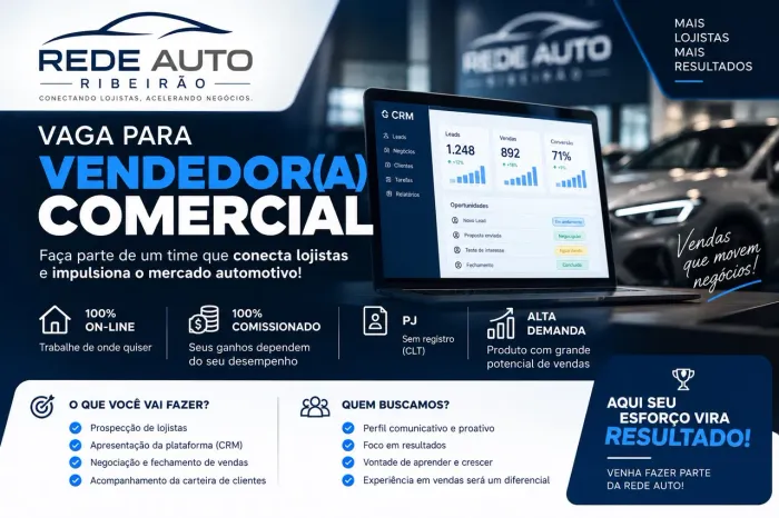 Vaga de vendedor 100% online