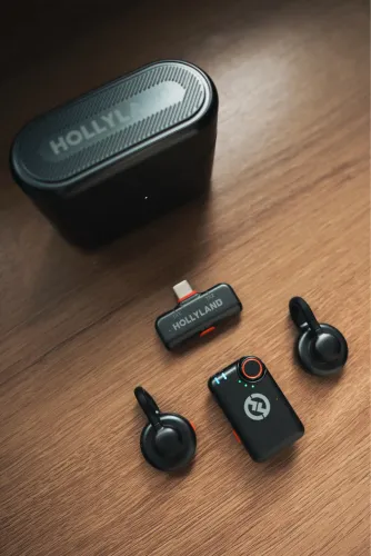 Microfone Lapela Hollyland Lark M2S combo celular e câmera