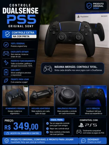 ?Controle DualSense Ps5 - Preto