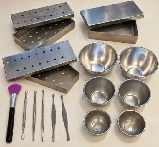 KIT ACESSÓRIOS ESTÉTICA - Cubetas, extratores e caixas de inox