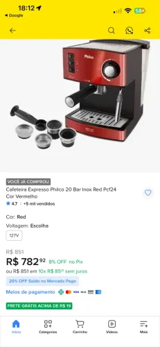 Cafeteira Expresso Philco 20 Bar Inox Red Pcf24