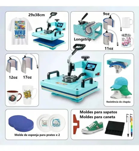 Prensa Térmica MECOLOUR 10 em 1 127V para sublimação 