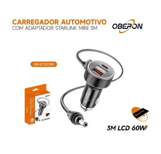 Carregador Veicular 60W Compativel starlink mini