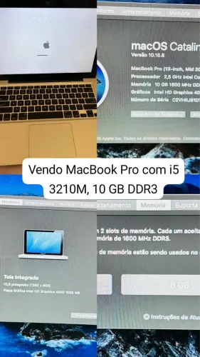MacBook Pro 2012 ( valor : 2250)  com I5 dual core 10 GB GDDR3 com armazenamento de 480 gb