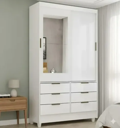 Guarda roupa real com espelho de solteiro