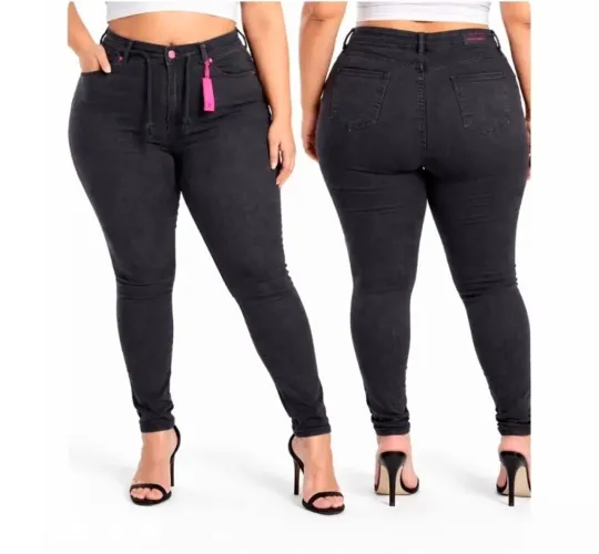 Calça jeans feminina plussize com laycra