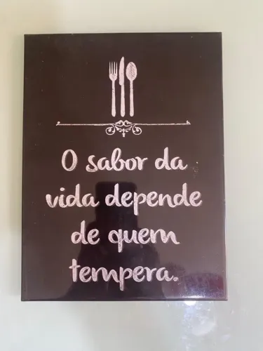 Quadro decorativo para cozinha o sabor da vida 26 x 20 cm