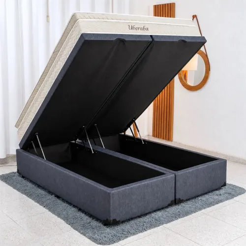 Colchão Queen Espuma Viscoelástica Uberaba+ Base Box Baú Casal Blindado Entrega Rápida