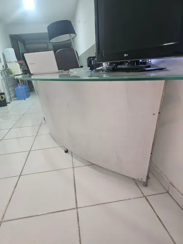 Biro de vidro aço inox recepção