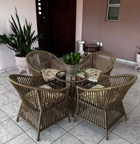 Conjunto de cadeiras de corda náutica