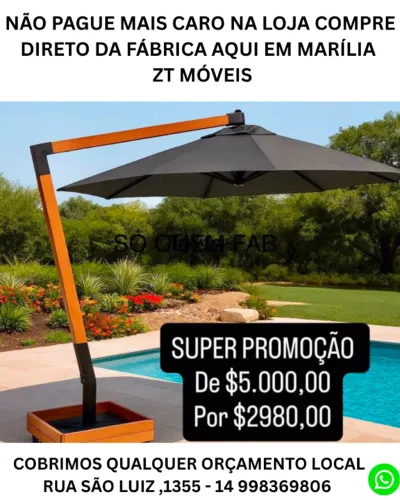 OMBRELONE MARAVILOSO COM RODAS - SUPER PREÇO FABRICA EM MARILIA