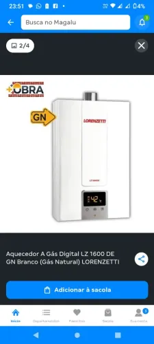 Aquecedor gás Lorenzetti LZ 1600 DE