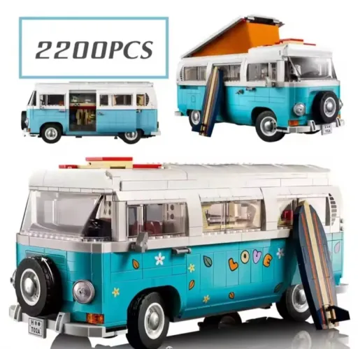 BLOCOS DE MONTAR WOLKSWAGEN KOMBI T2 CAMPER VAN 10279 COM 2200 PEÇAS COMPATÍVEL COM LEGO