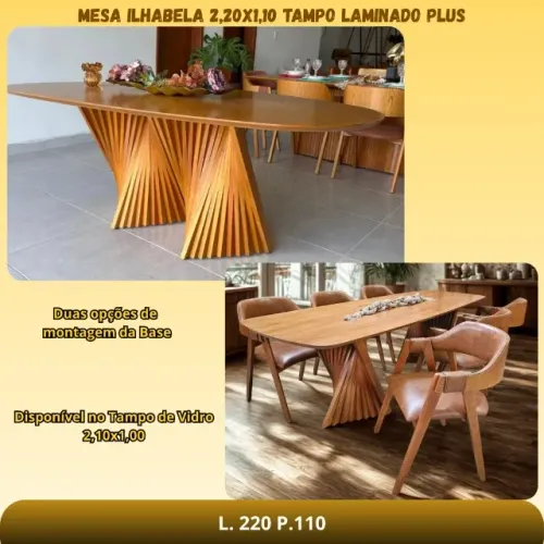Mesa de Jantar com 06 cadeiras tampo 2.20 laminado - cadeiras no courino