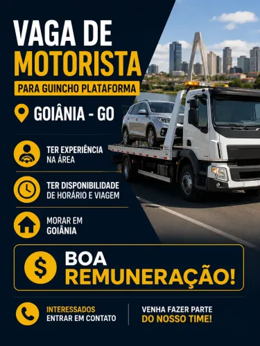 VAGA DE MOTORISTA DE GUINCHO PLATAFORMA 