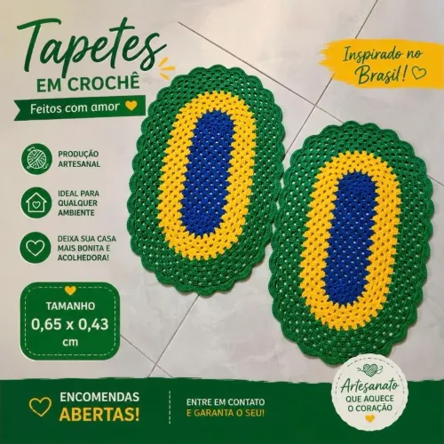 Tapete de Crochê Artesanal de Barbante - Qualidade Premium