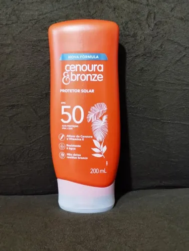Protetor solar 50 fps cenoura e bronze