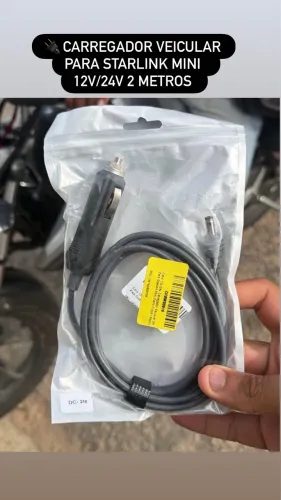 Carregador Veicular Para Starlink Mini 12V/24V 2 Metros 