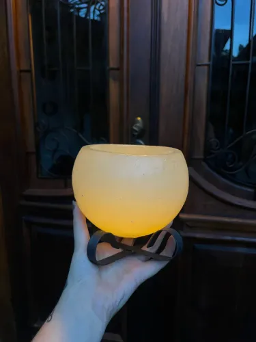 Porta vela de cera com suporte de metal