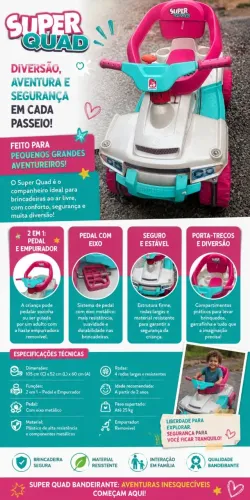 Super Quad Passeio e Pedal Bandeirante (Rosa)