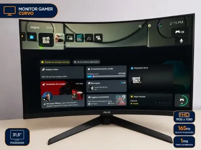 Monitor Gamer Asus Tuf 31,5'' Full HD Curvo 1ms 165Hz VG328H1B