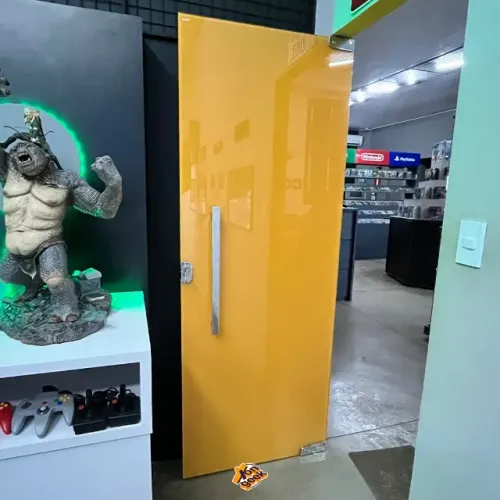 Porta de Vidro Laqueado Laranja | Excelente para Lojas | Excelente Estado, Resistentes
