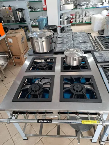 Ac fogão inox 4 bocas 40x40 4 bocas duplos