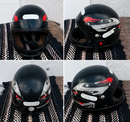 Capacete San Marino Preto Vermelho Integral Fechado Usado Moto