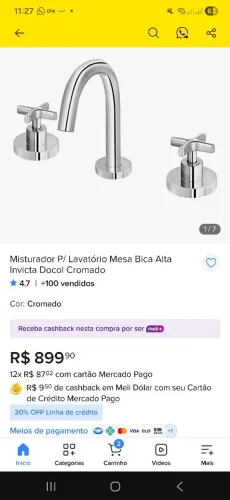 Misturador docol novo sem uso manos da metade do preço