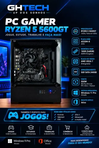 PC GAMER RYZEN 5 5600GT PRONTA ENTREGA.
