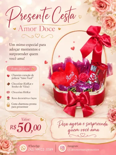 CESTA AMOR DOCE | Presente Dia dos Namorados