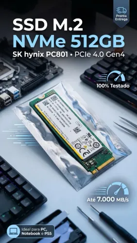 SSD M.2 NVMe 512GB SK Hynix PC801 PCIe 4.0 Gen4 (Até 7000MB/s)