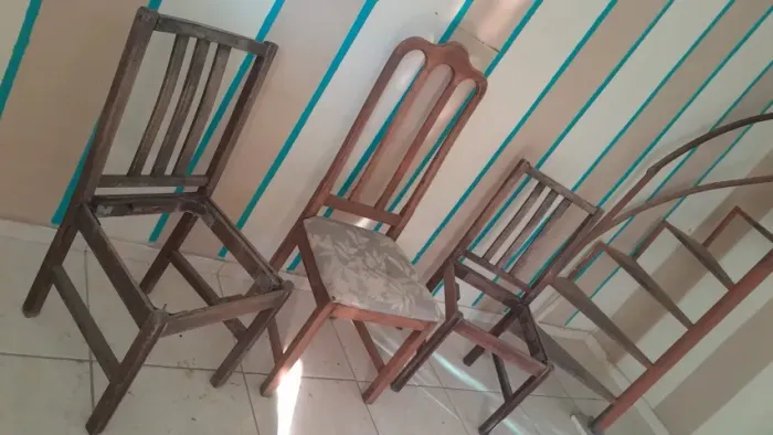 lote 3 cadeiras madeira maciça vintage restauração diy